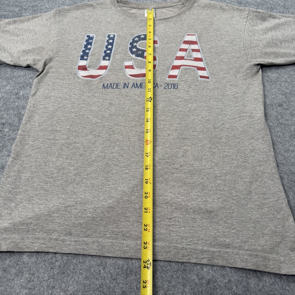 USA Made in America 2016 T-Shirt Men's Medium Gray Cotton Blend Patriotic Flag - Picture 9 of 14